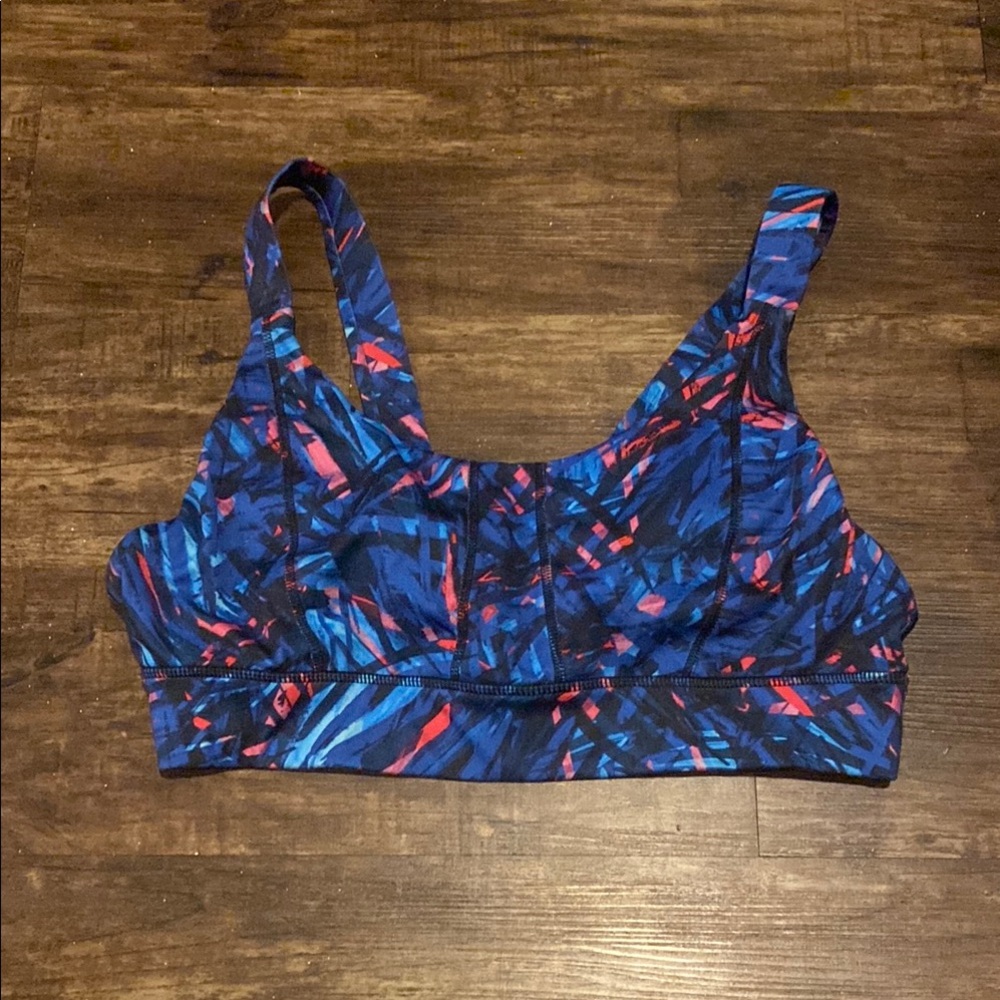 Dip Blue and Pink Sports Bra with Seamless Design